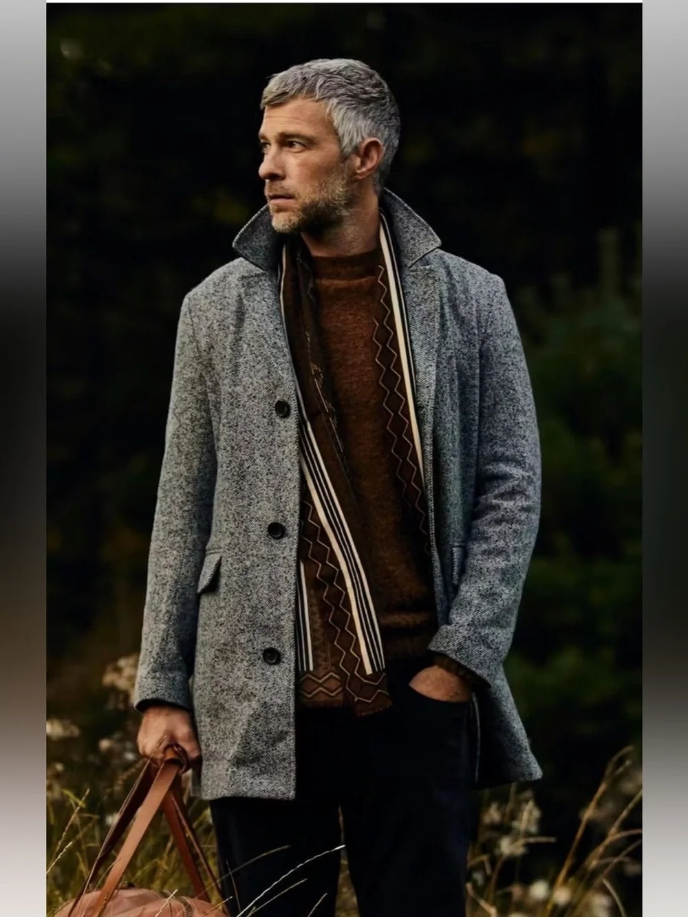 Billy Reid Lancaster Coat men’s small  gray black wool blend made in Italy